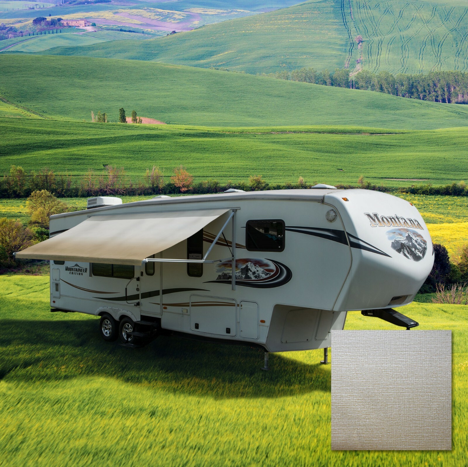 RV Awning Fabric 12-22 Feet Width Camper Vinyl Awning Replacement Shade 8\'(96\