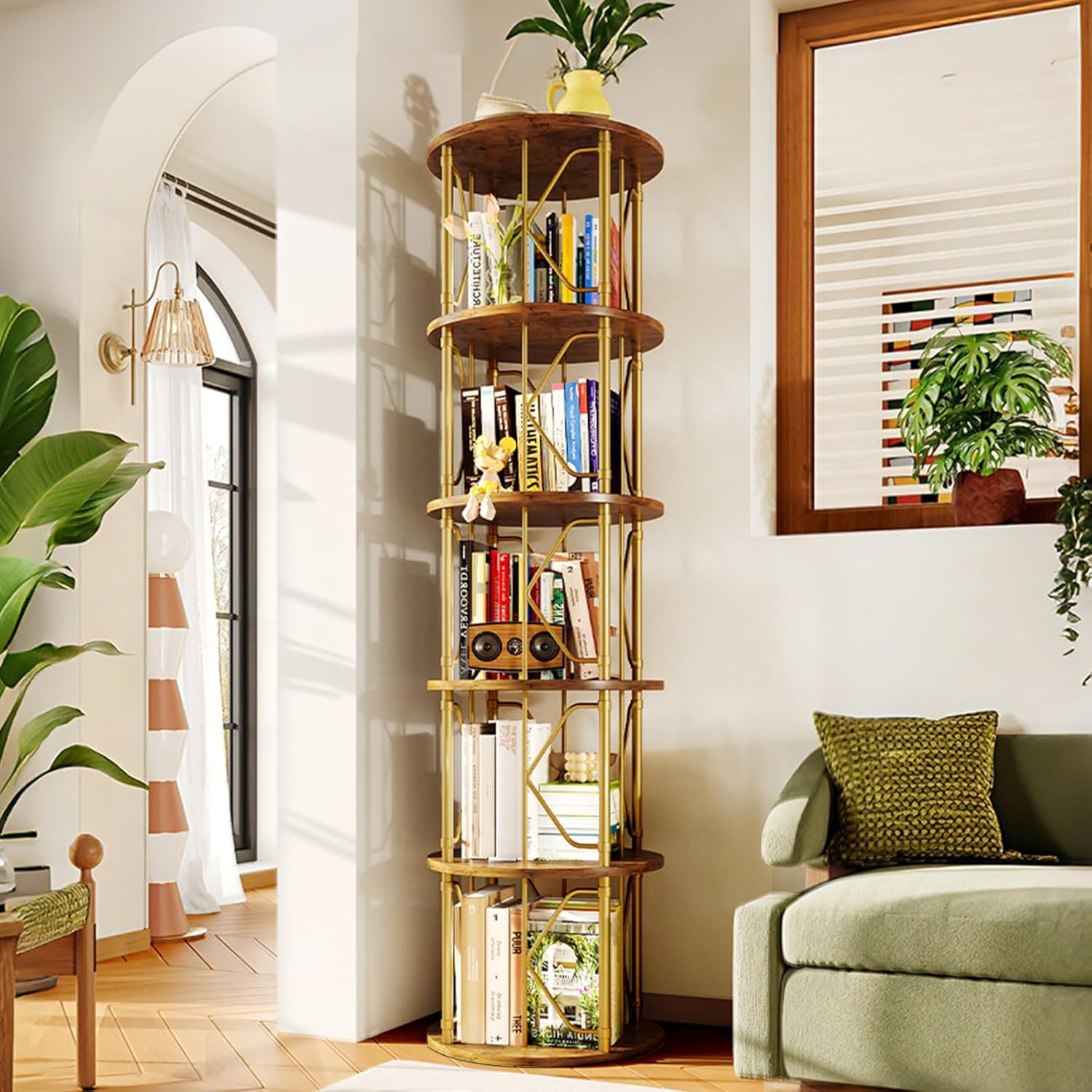 5-Tier Rotating Bookshelf Tower - 360° Swivel Bookcase for Home Decor 5-Tier Rotating Bookshelf Tower - 360° Swivel Bookcase for Home Decor