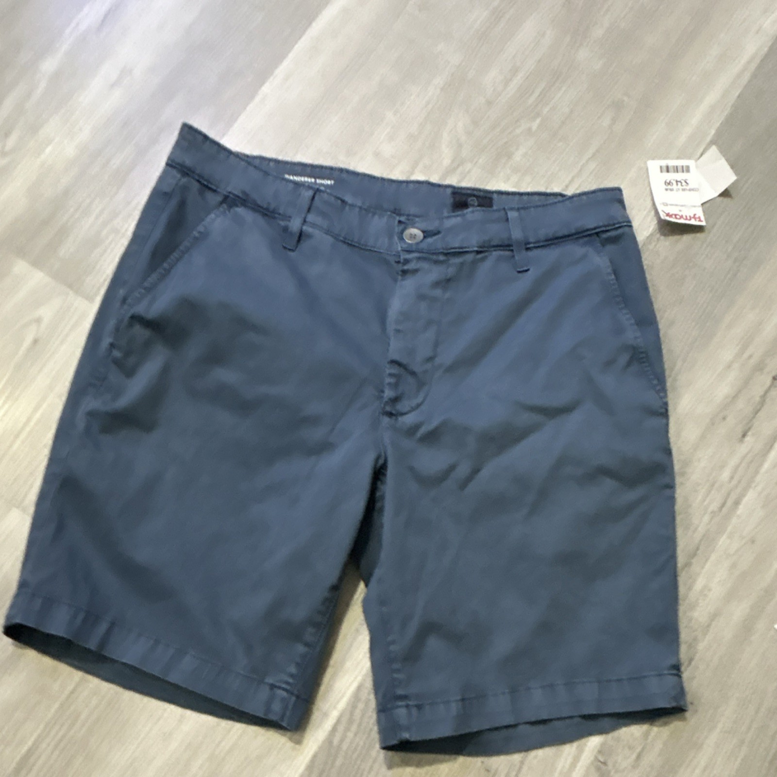 AG Adriano Goldschmied Men\'s Blue Chino Shorts Slim Fit Cotton Zip Pockets