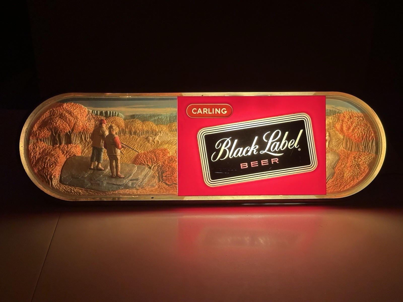 VTG 1960s Carling Black Label Beer 3D Hunting Diorama Lighted Sign 30\