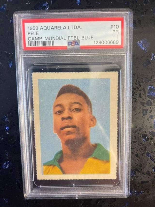 1958 Aquarela Ltda Mundial PELE #10 Blue ROOKIE RC PSA 1 🔥Looks SO Much Better