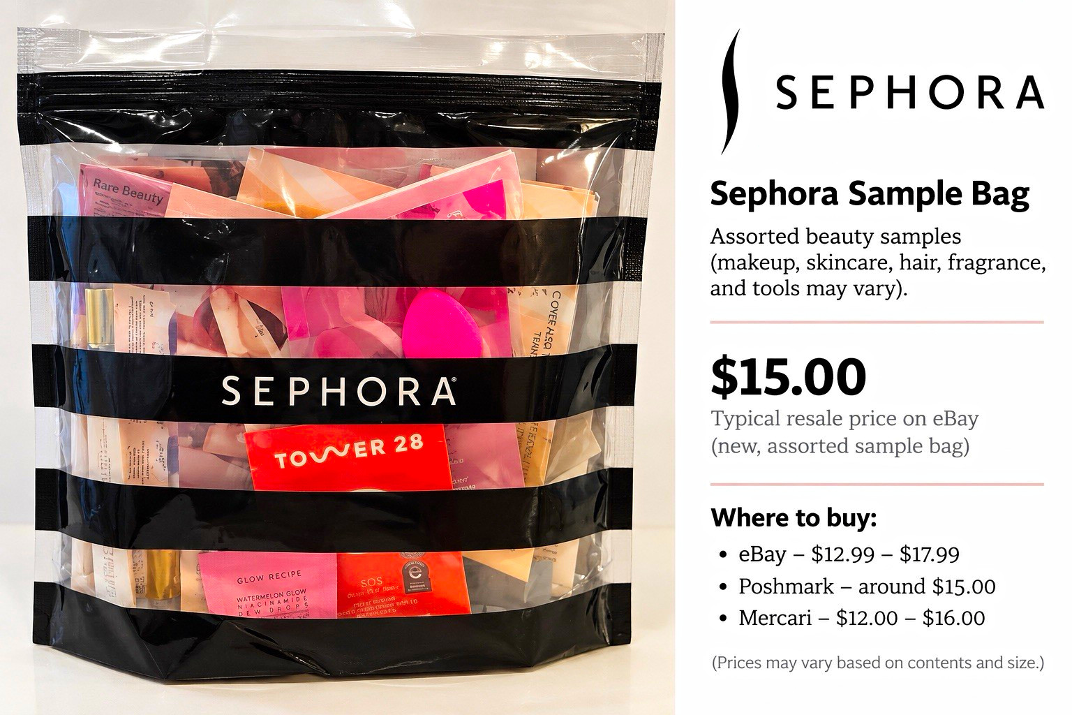 Sephora Sample Bag Assorted Samples Beauty Makeup Skincare Sample Size Sephora Sample Bag Assorted Samples Beauty Makeup Skincare Sample Size