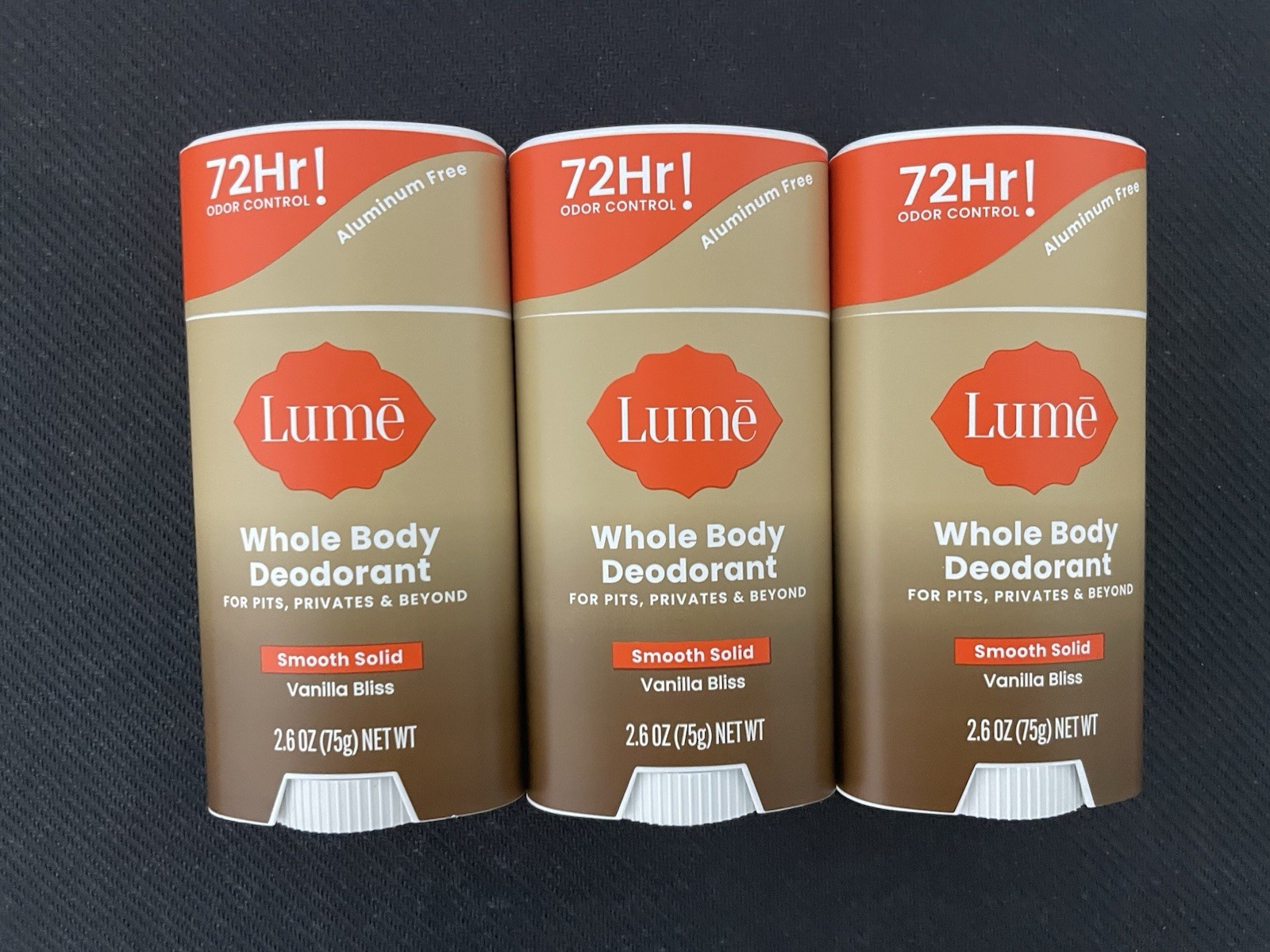 3x Lume Whole Body Deodorant Smooth Solid VANILLA BLISS 2.6oz (3 Pack) NEW