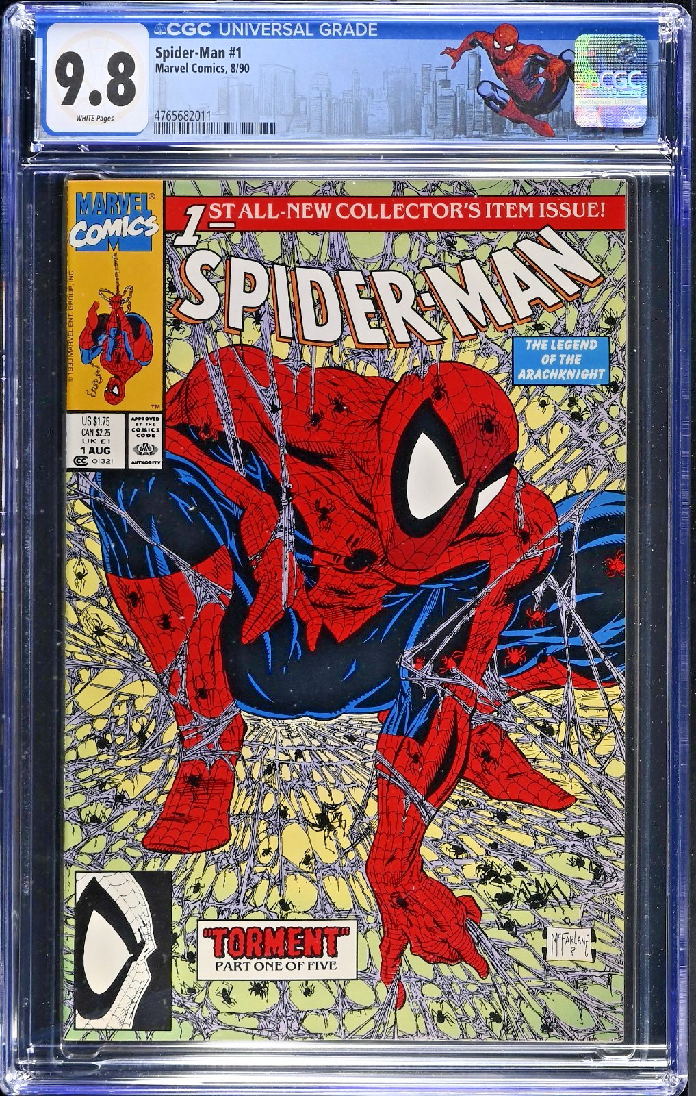 Spider-Man #1 1990 CGC 9.8 NM/M Custom Label Todd McFarlane Cover Key 1st Issue