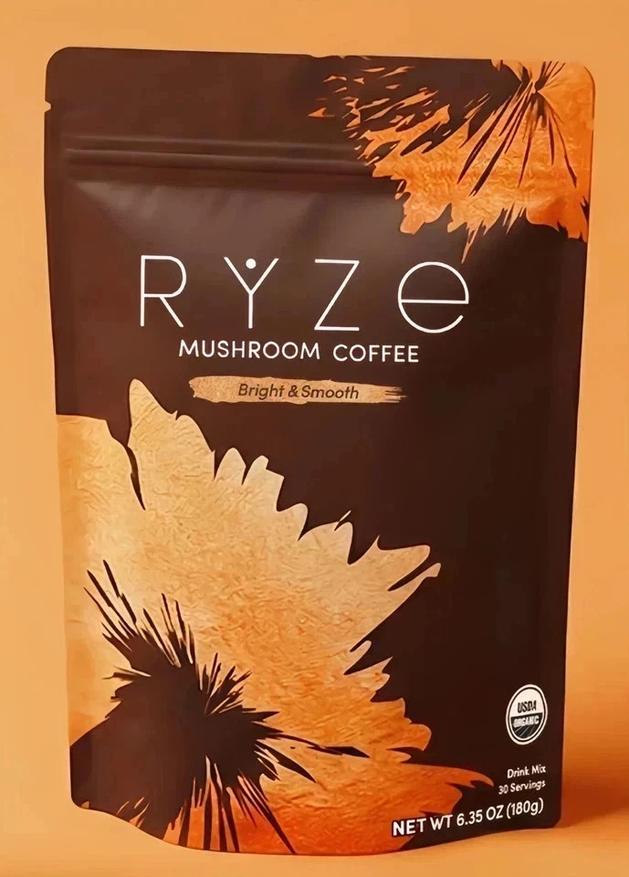 Ryze Mushroom Coffee Drink 6.3 oz 30 Servings Brand New Sealed Bright & Smooth