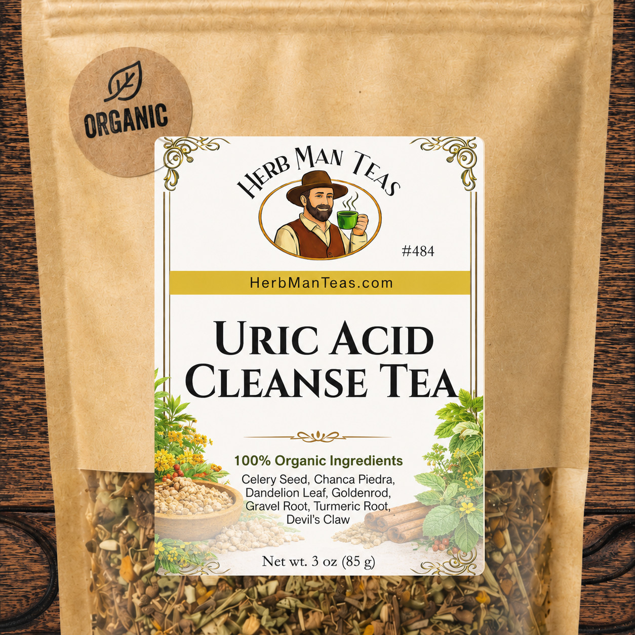 URIC ACID CLEANSE TEA #484 | FOR GOUT JOINT COMFORT, Herbalist Crafted | ORGANIC