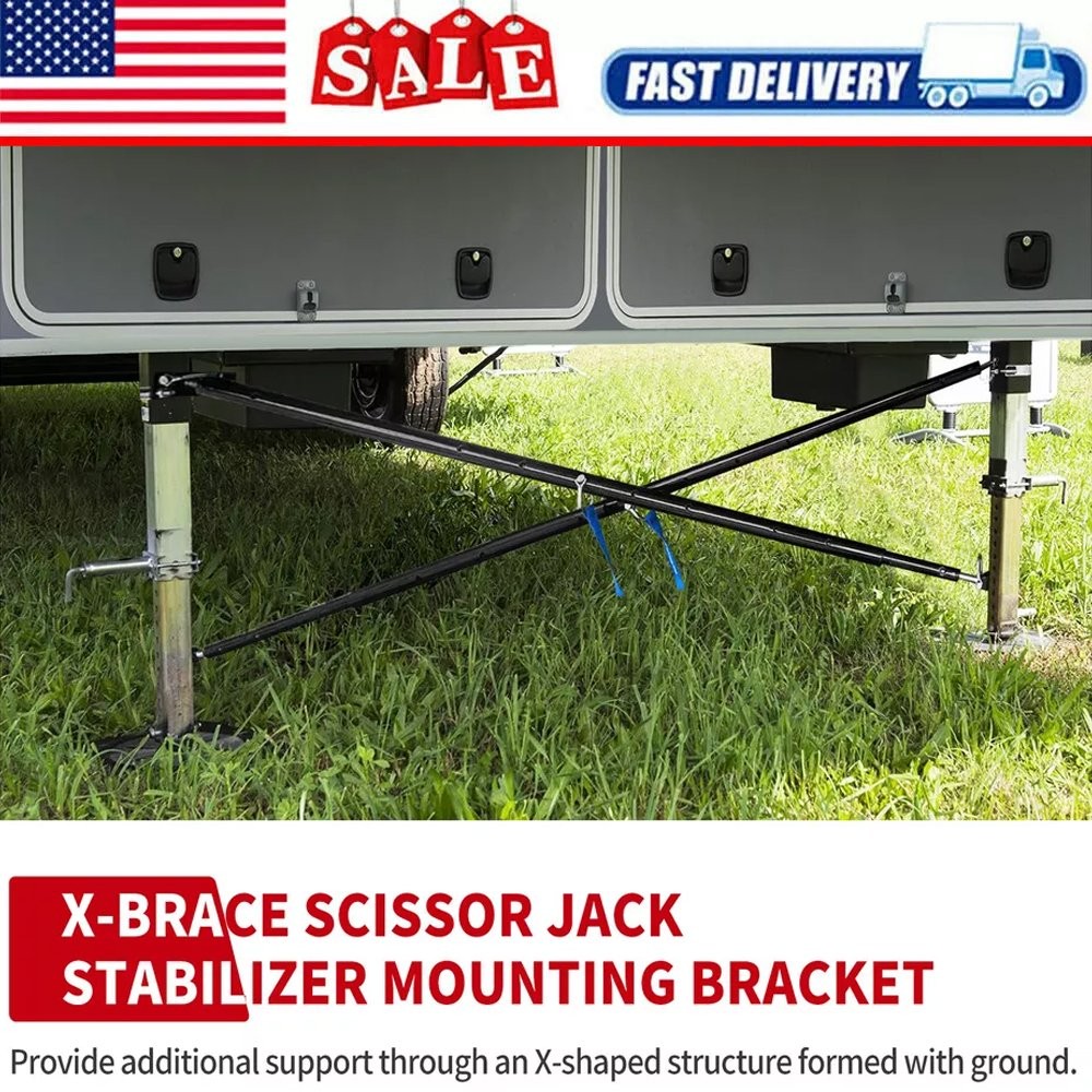 Adjustable Lower X-Brace Trailer 5th Wheel Stabilizer Landing Cross Brace US