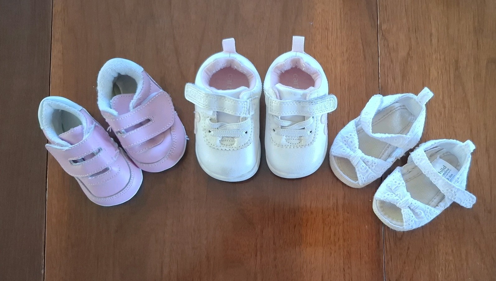 3 Pair of Baby Shoes Size 1 & 2 Carter\'s, The Children\'s Place, Child of Mine 3 Pair of Baby Shoes Size 1 & 2 Carter\'s, The Children\'s Place, Child of Mine