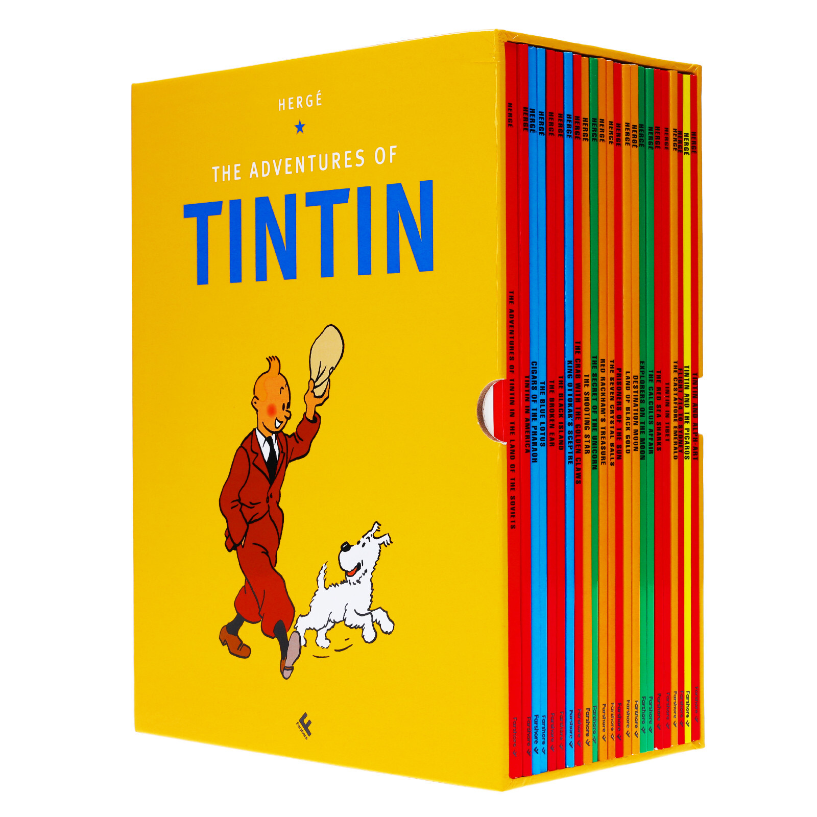 The Adventures of Tintin by Hergé: 90th Anniversary 23 Books Box Set - Paperback