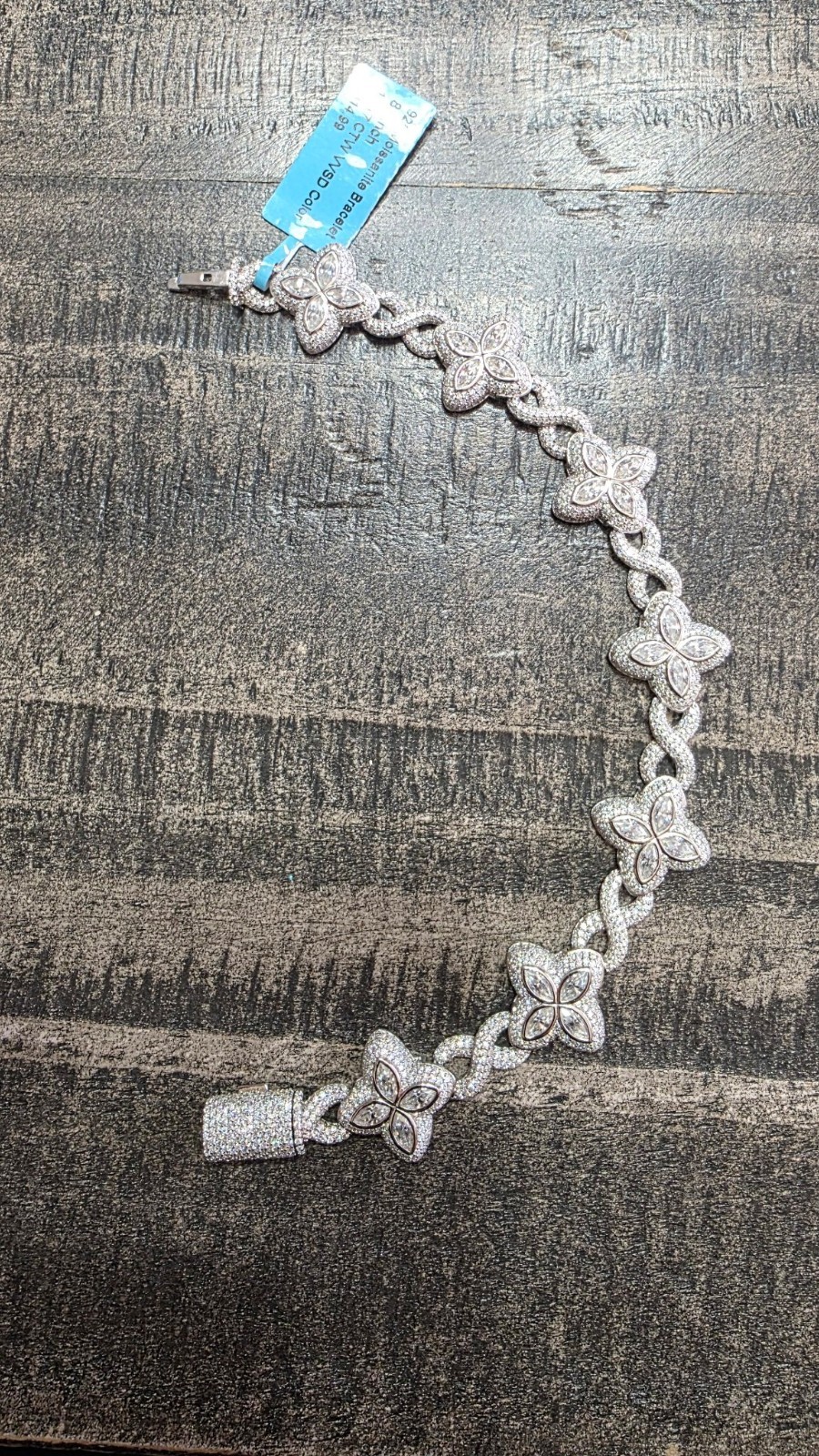 925 Sterling Silver Moissanite Clover Link Bracelet 8.5in VVS D Color Iced Out 925 Sterling Silver Moissanite Clover Link Bracelet 8.5in VVS D Color Iced Out