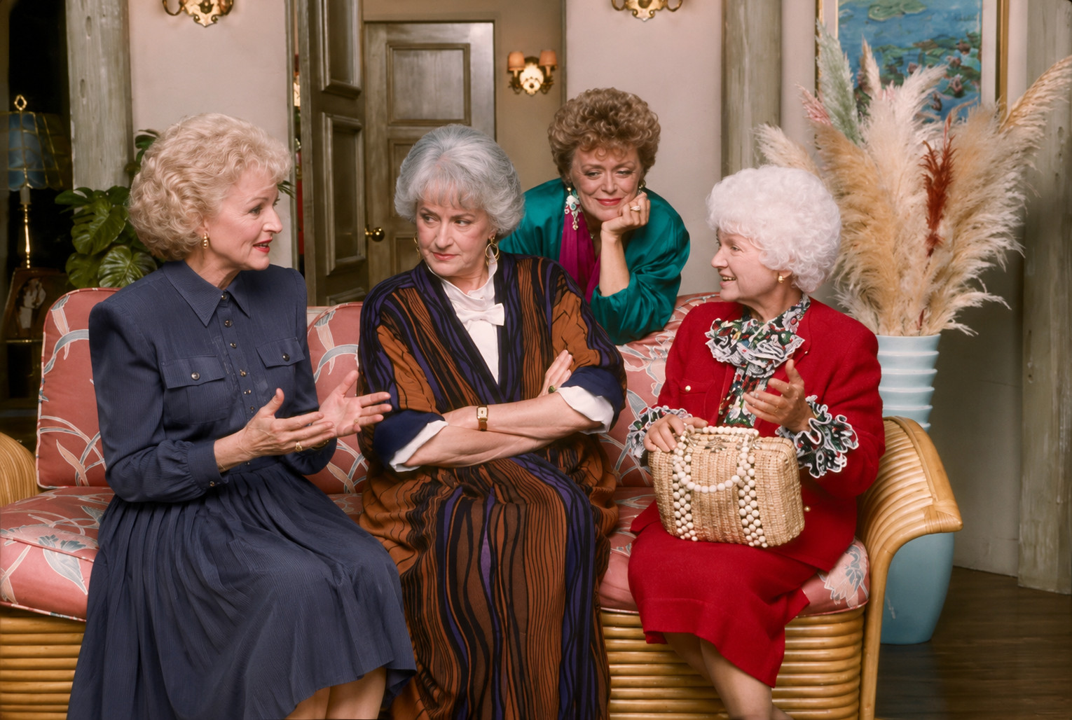 Betty White Owned & Worn 80's Dk Blue Silk Dress from Golden Girls Costumer