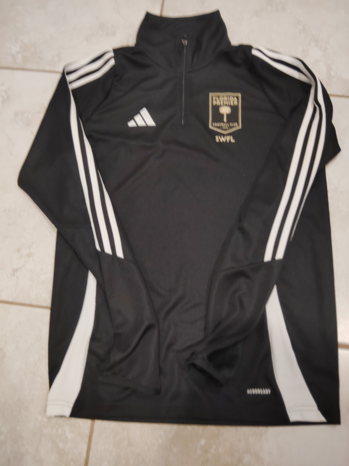Adidas Florida Premier FC SWFL Soccer Jacket Mens M Black 1/4 Zip Aeroready