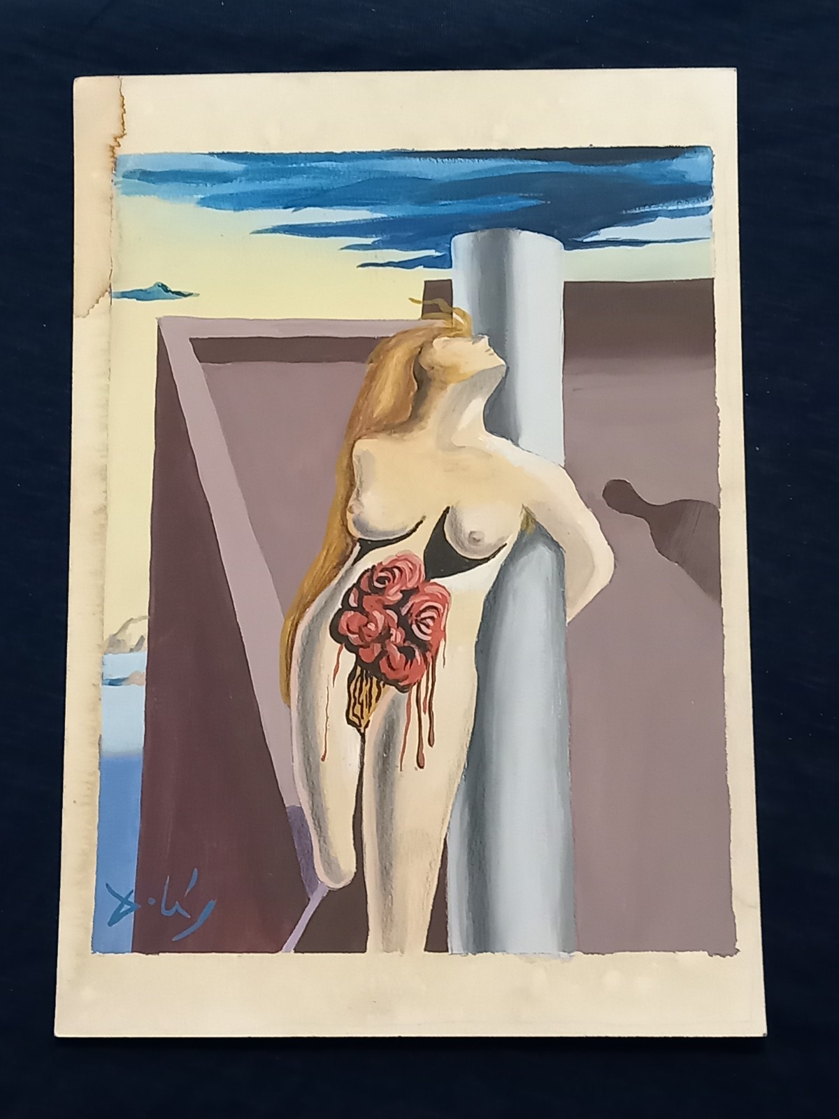 Salvador Dalí Drawing on paper (Handmade) signed and stamped mixed media.
