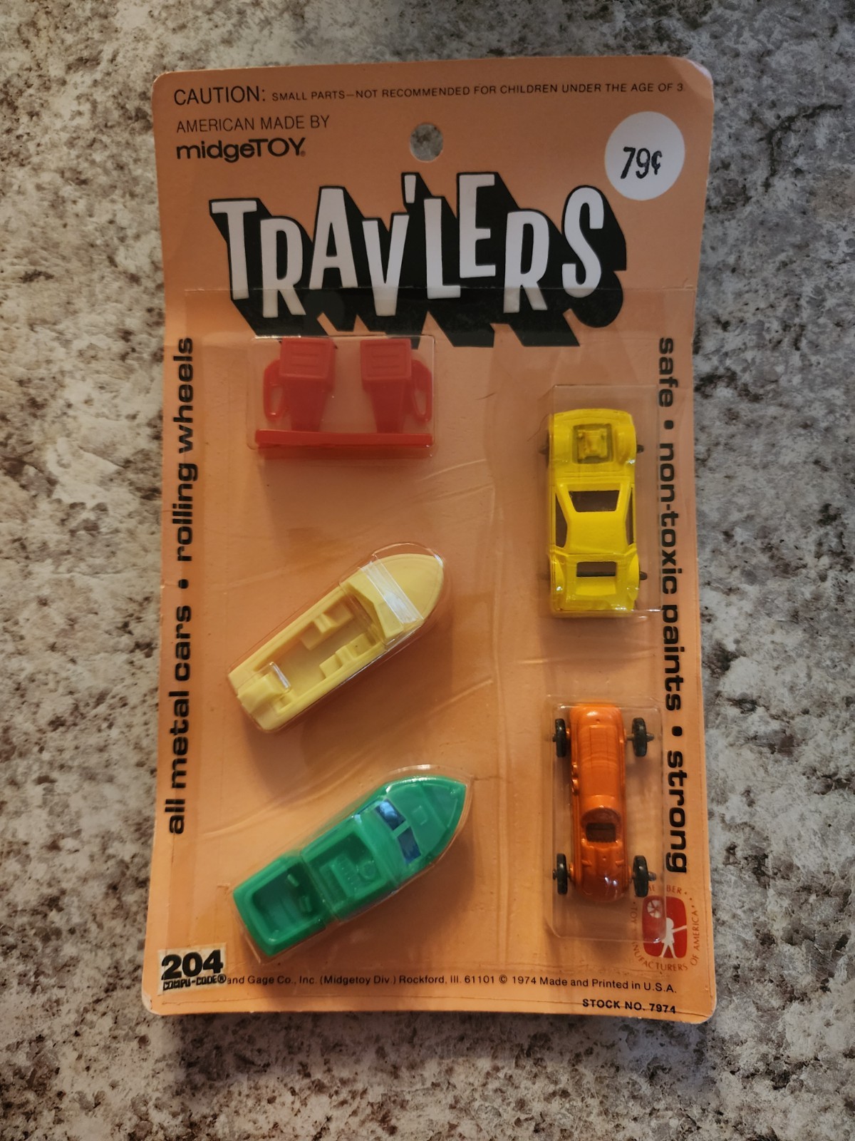 VINTAGE 1974 MIDGETOY - TRAV'LERS 5 PACK - MADE IN USA - NIP -GREAT CONDITION