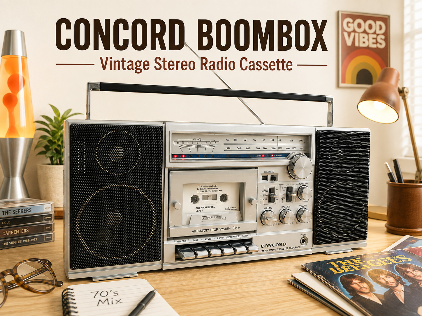 CONCORD BOOMBOX 🌈RaRe🌈 Vintage Stereo Radio Cassette
