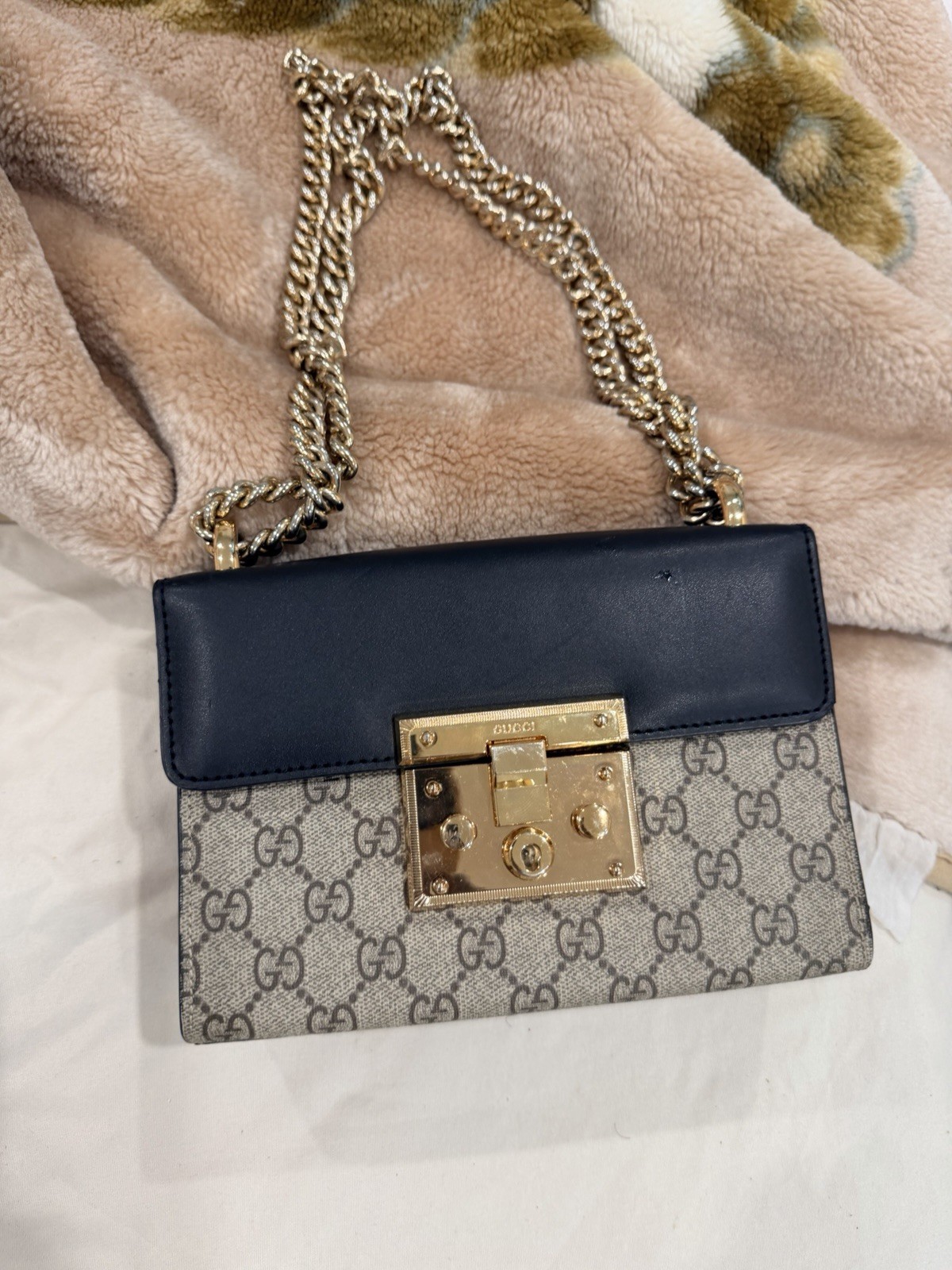 Gucci Padlock GG Microfiber Interior Shoulder Bag Small Black/Brown Canvas/ Gucci Padlock GG Microfiber Interior Shoulder Bag Small Black/Brown Canvas/