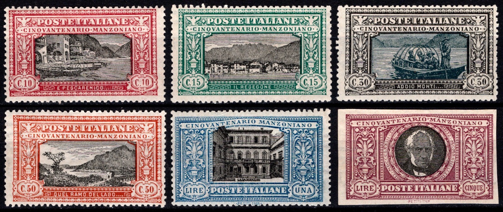 KINGDOM 1923 - 50th anniversary. of the death of Alessandro Manzoni (MLH cert. RAYBAUDI)