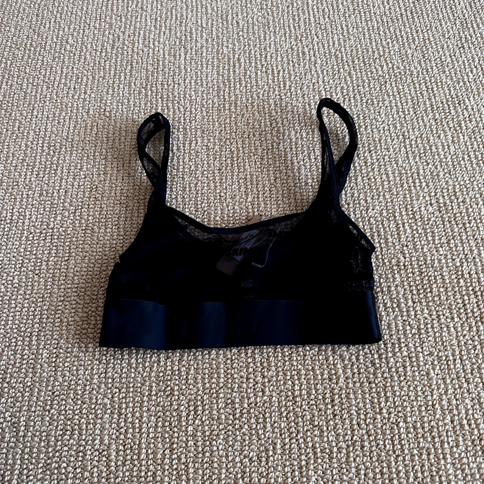 Skims After Hours Onyx Logo Mesh Scoop Bralette, Size XXS NWT