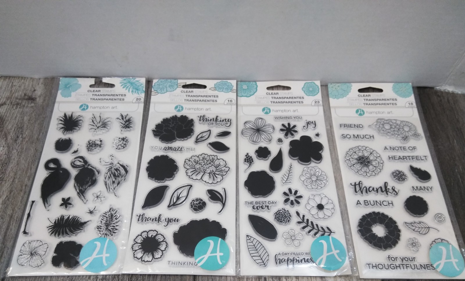 N.O.S. 2016  Layering Flower Clear Acrylic Stamp Set by Hampton Art  (4PK) NEW