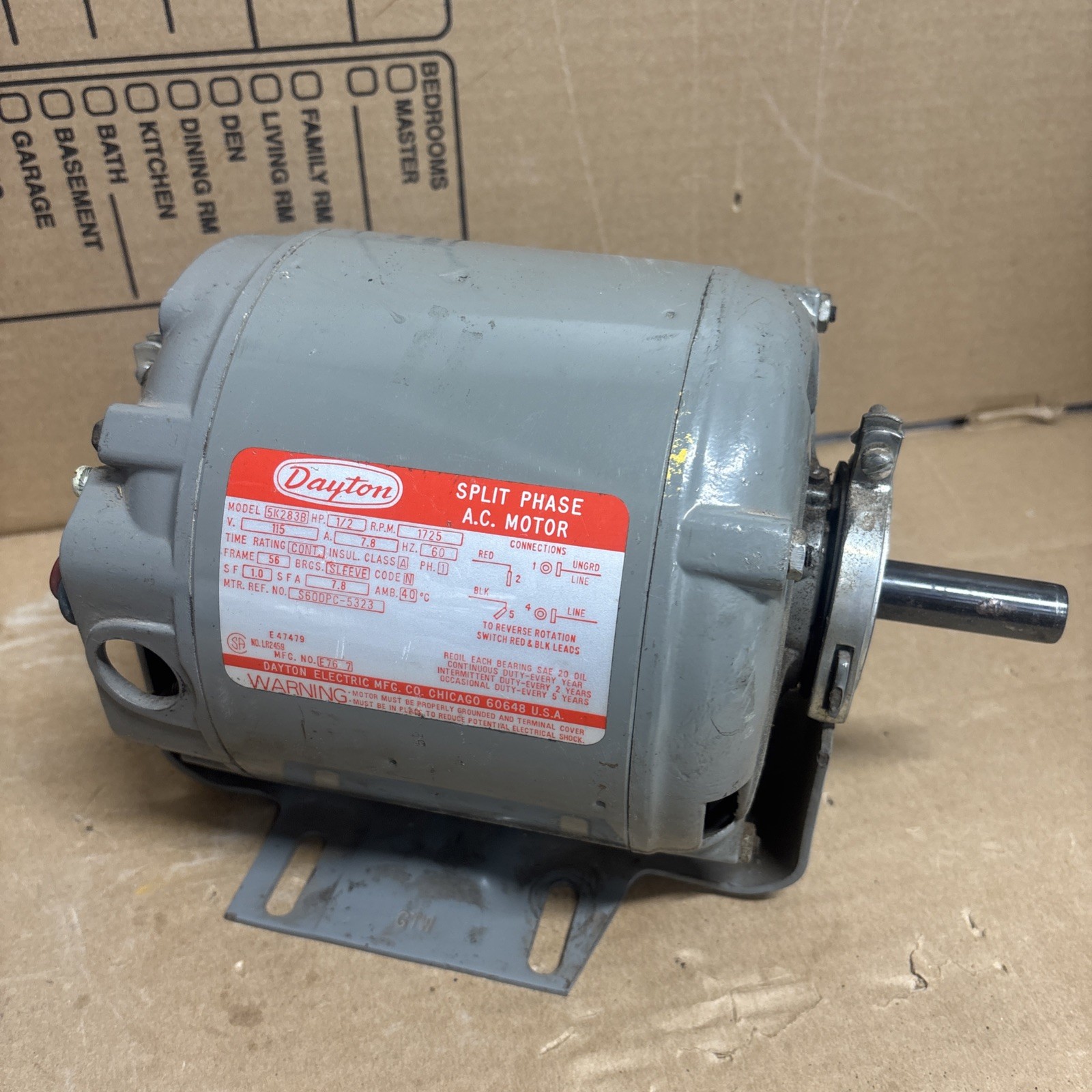 Dayton 5K283B 1/2 HP Split Phase Motor 115 V 60 Hz #2R4 Dayton 5K283B 1/2 HP Split Phase Motor 115 V 60 Hz #2R4