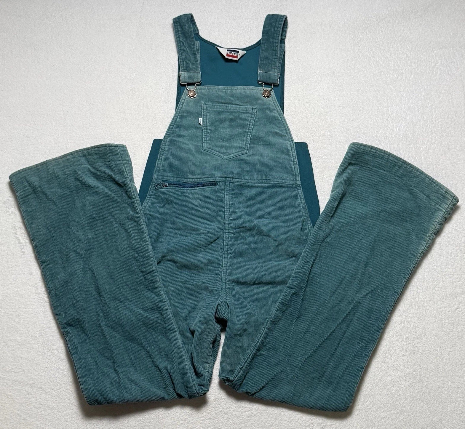 VTG Levi\'s Ski Bib Overalls Womens 10 Teal Blue Corduroy 1970-1980’s Made In USA