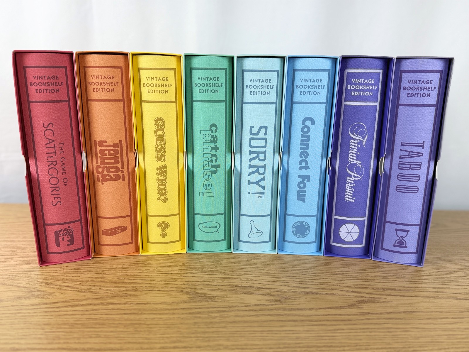 Collection of 8 Linen Vintage Bookshelf Games WS Game Company Open Box