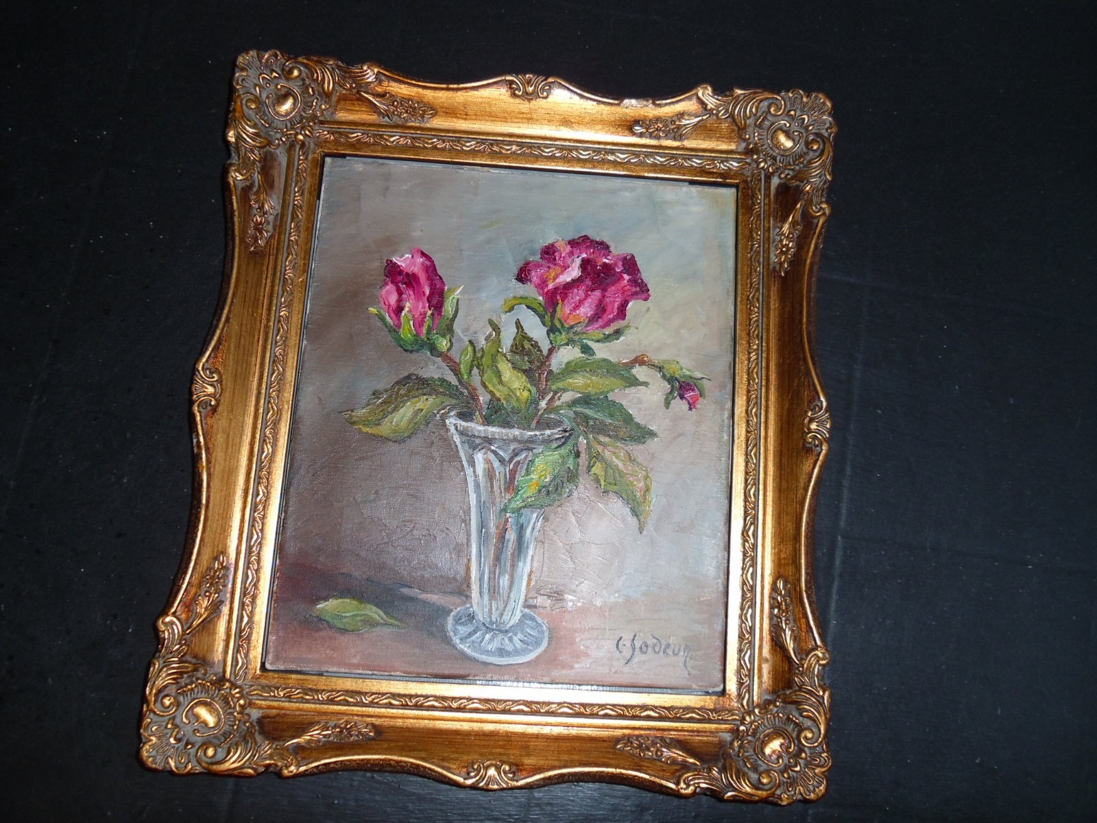 Antique signed oil painting 12x 10 Original C SOCEUR impasto Fab Roses as is WOW Antique signed oil painting 12x 10 Original C SOCEUR impasto Fab Roses as is WOW
