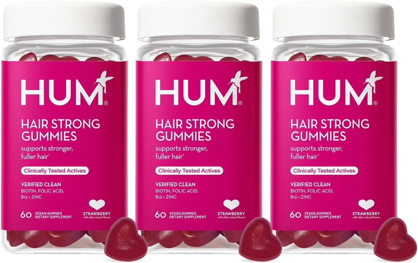 Pack of 3 - HUM Hair Strong - Daily Gummies with Biotin to Combat Hair Loss Pack of 3 - HUM Hair Strong - Daily Gummies with Biotin to Combat Hair Loss
