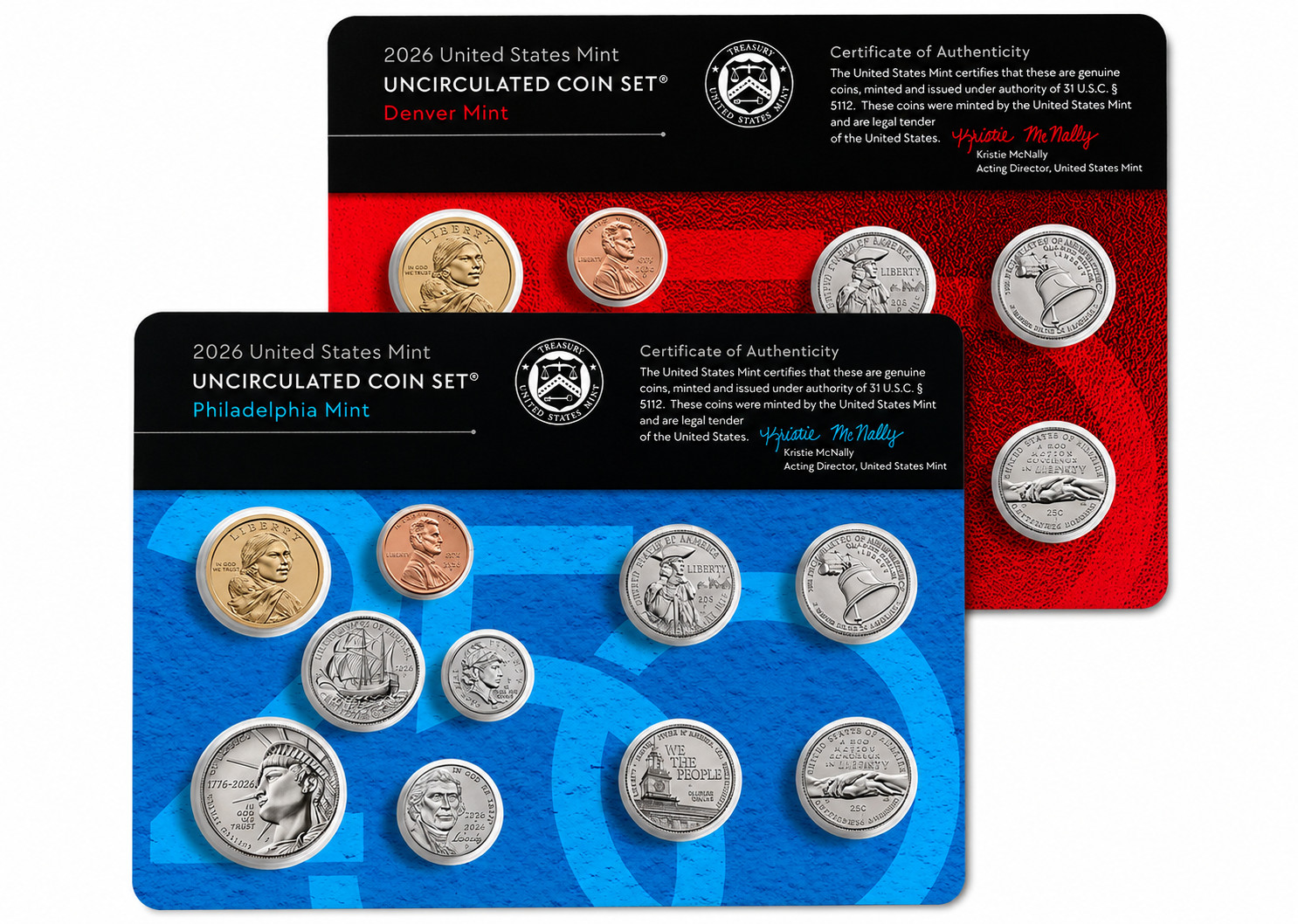 US Mint Uncirculated Coin Set 2026 Dual date Penny. IN HAND