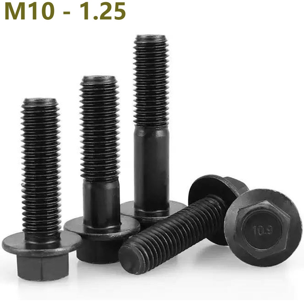 M10 - 1.25 Fine Thread Class 10.9 Alloy Steel Hex Head Flange Screws Frame Bolts