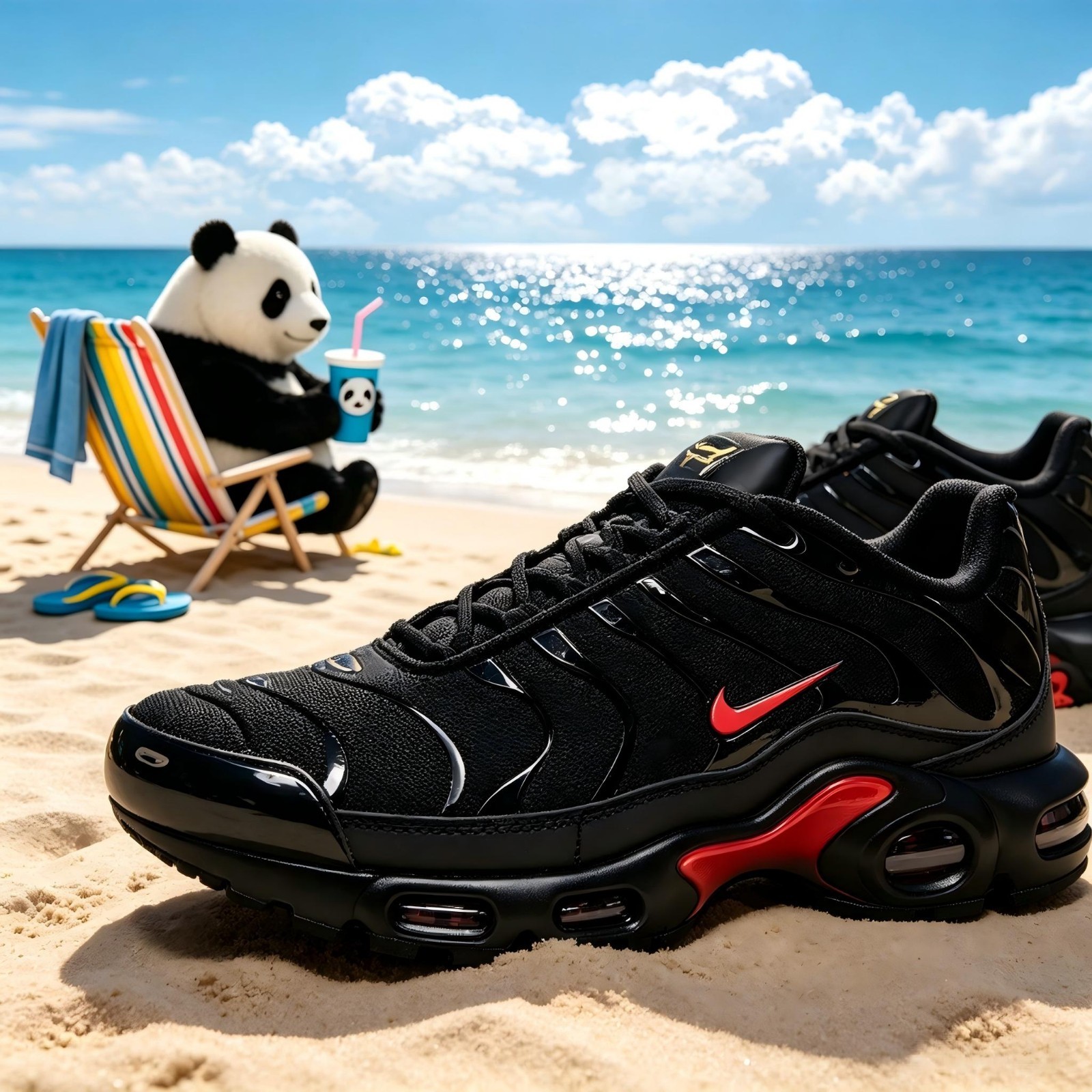 Men\'s Nike Air Max Plus  Shoes - Black University Red Running Sneaker