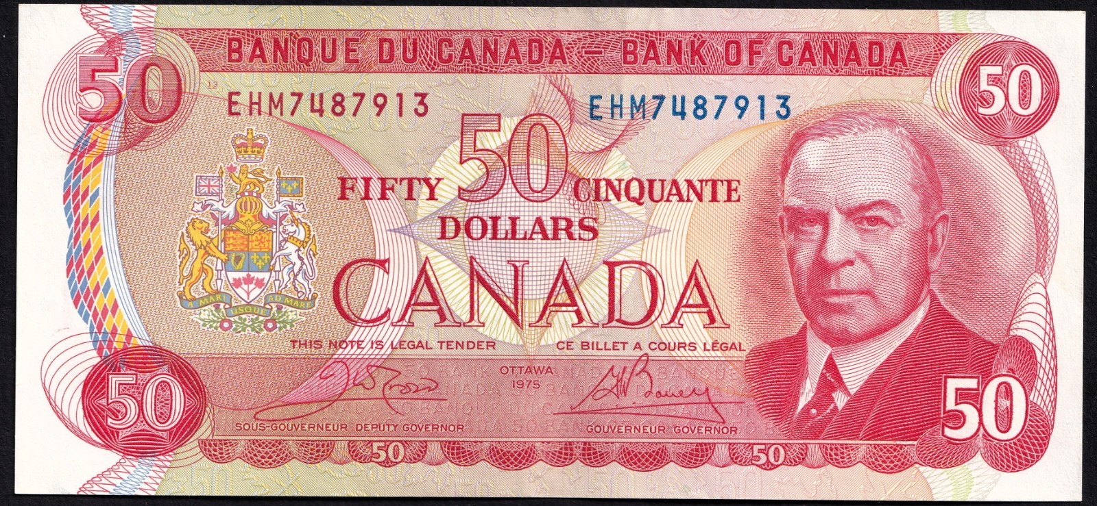 Canada 1975 $50 Fifty Dollar Banknote Crow - Bouey EFA 6227922 RCMP Musical Ride