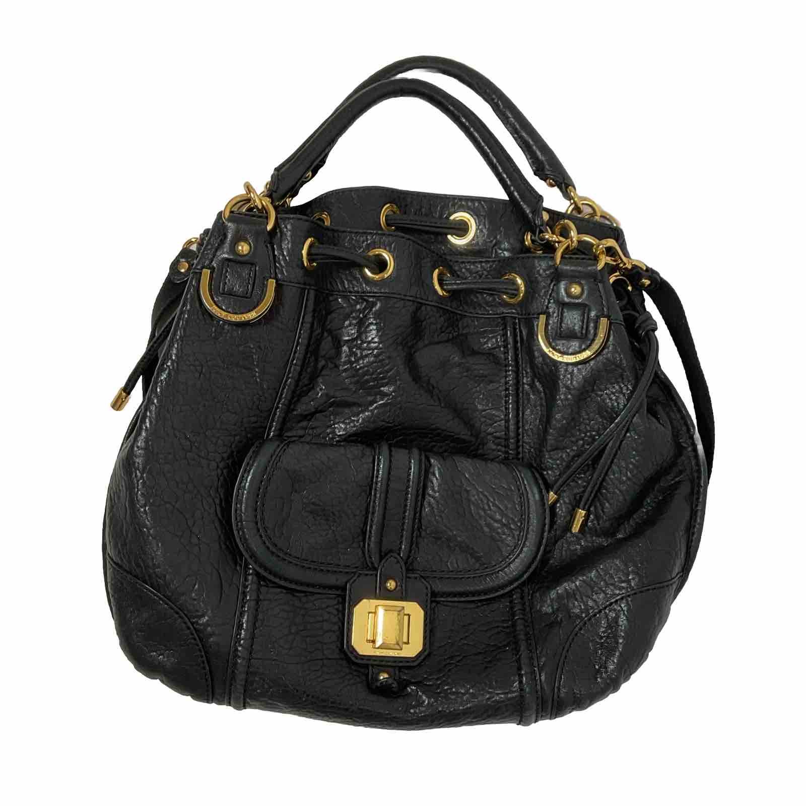 Iconic Vintage Y2K Juicy Couture Leather Black Large Hobo Bag Pebbled Lock