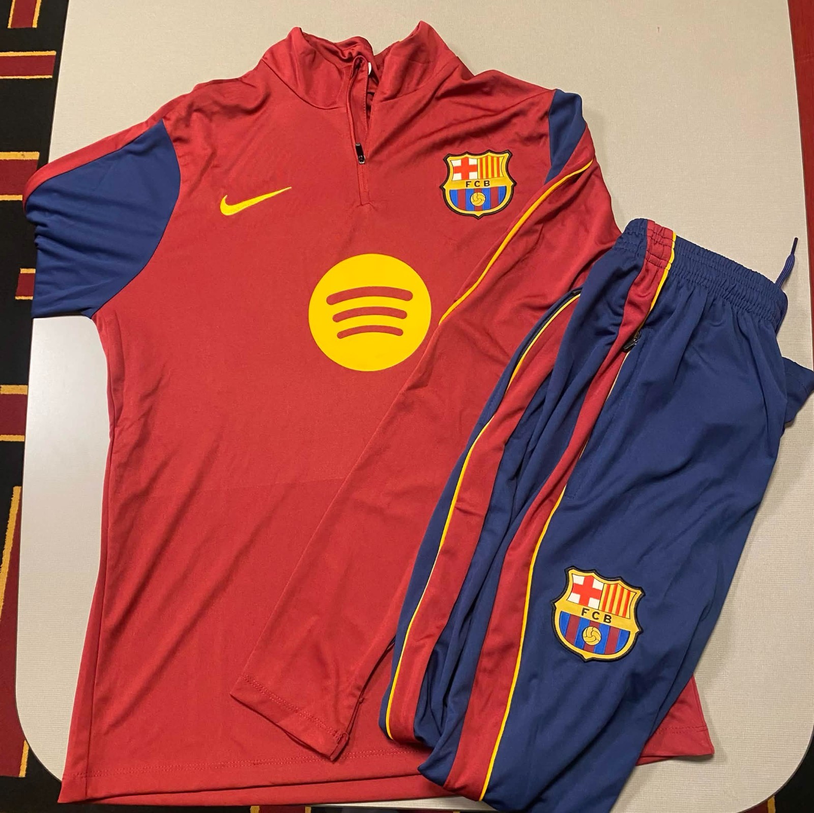 F.C. Barcelona Long Sleeve Tracksuit Set for Men (Sized: Medium)