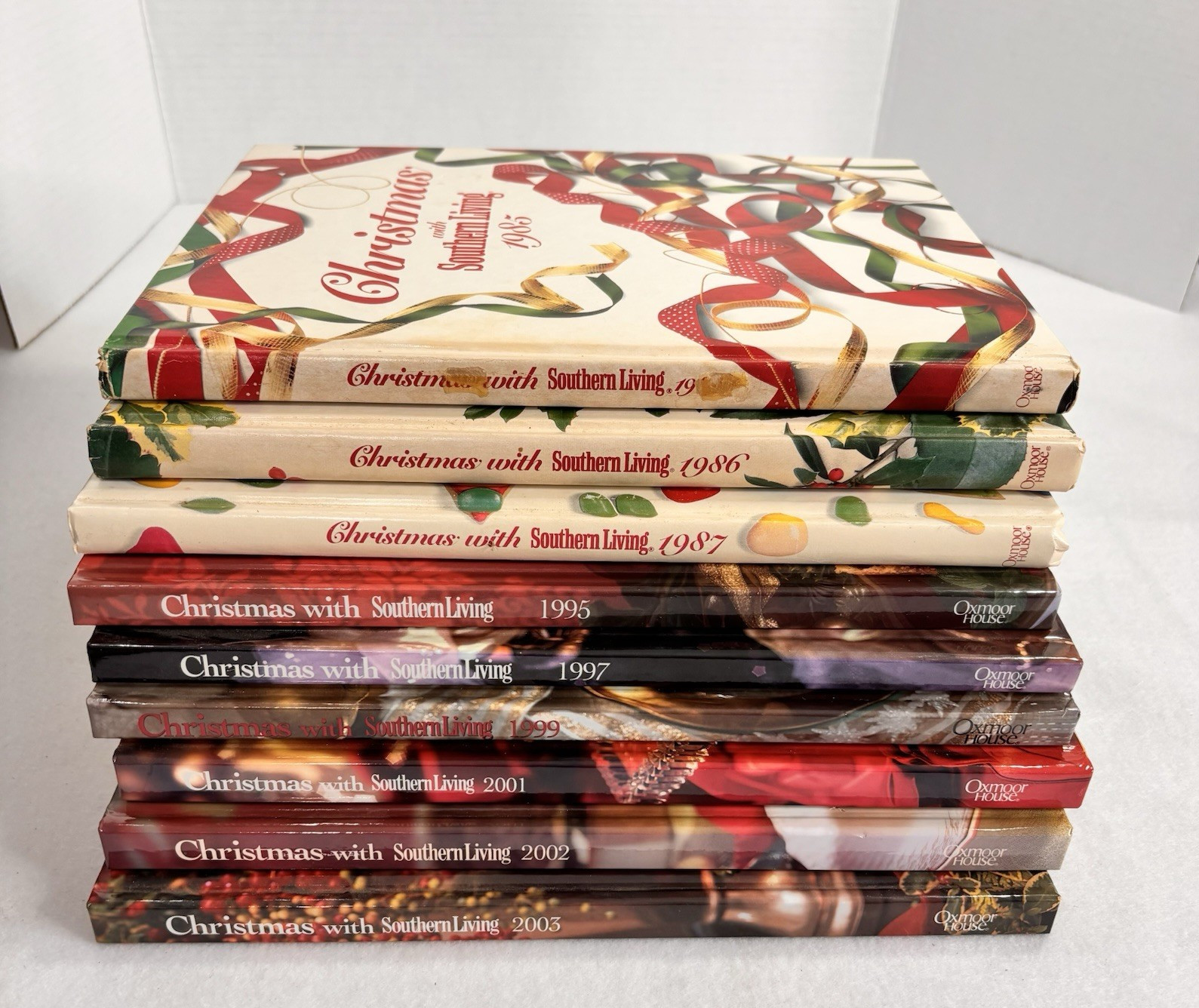 Lot of 9 Christmas with Southern Living 80-90-00\'s CookBooks/ Decor hardback