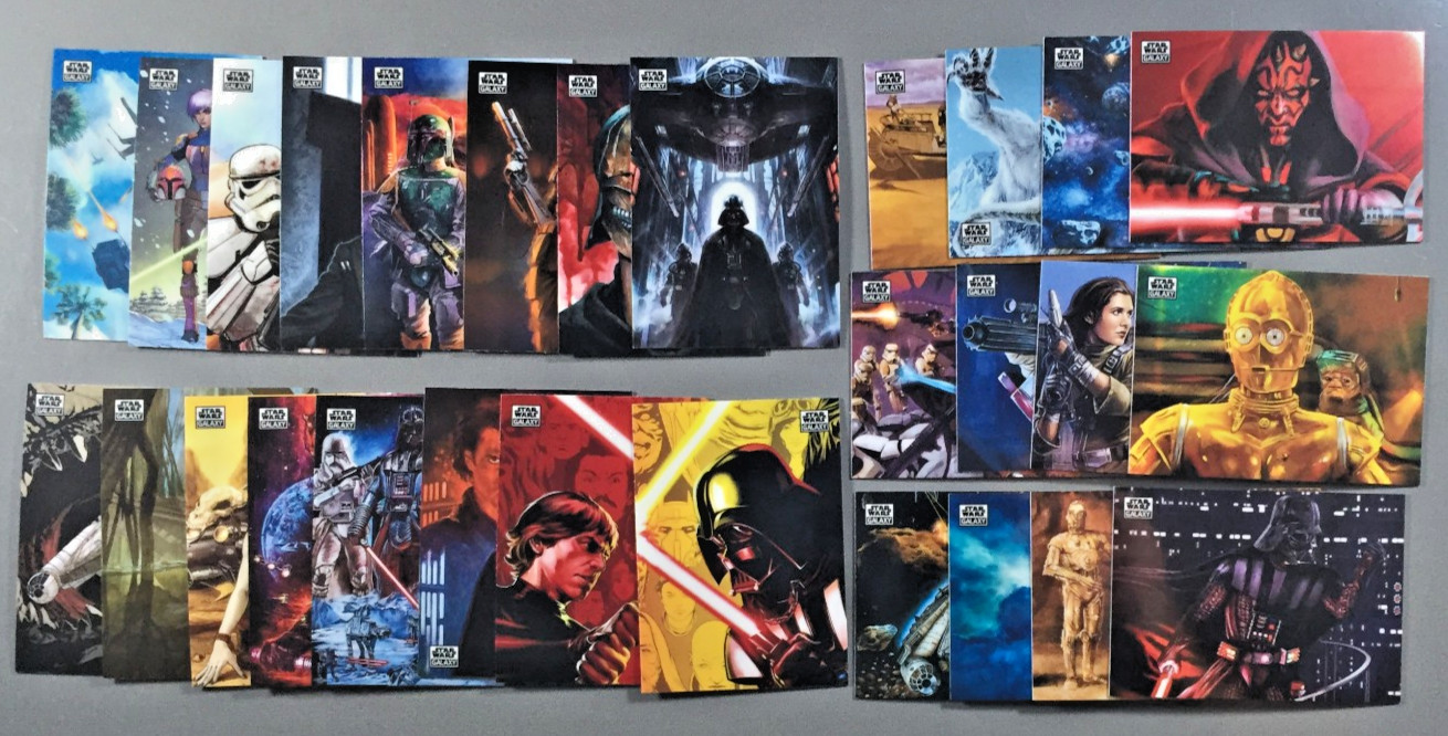 HUGE (28) 2025 TOPPS CHROME GALAXY STAR WARS LOT - DARTH VADER MAUL BOBA LUKE ++ HUGE (28) 2025 TOPPS CHROME GALAXY STAR WARS LOT - DARTH VADER MAUL BOBA LUKE ++