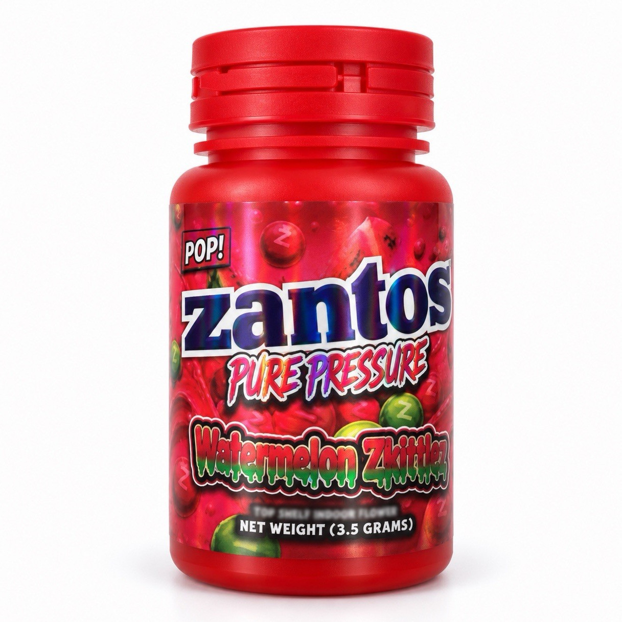 128 Pcs - 3.5g Zantos Pure Pressure Watermelon Zkittlez Medicine style Bottle 128 Pcs - 3.5g Zantos Pure Pressure Watermelon Zkittlez Medicine style Bottle