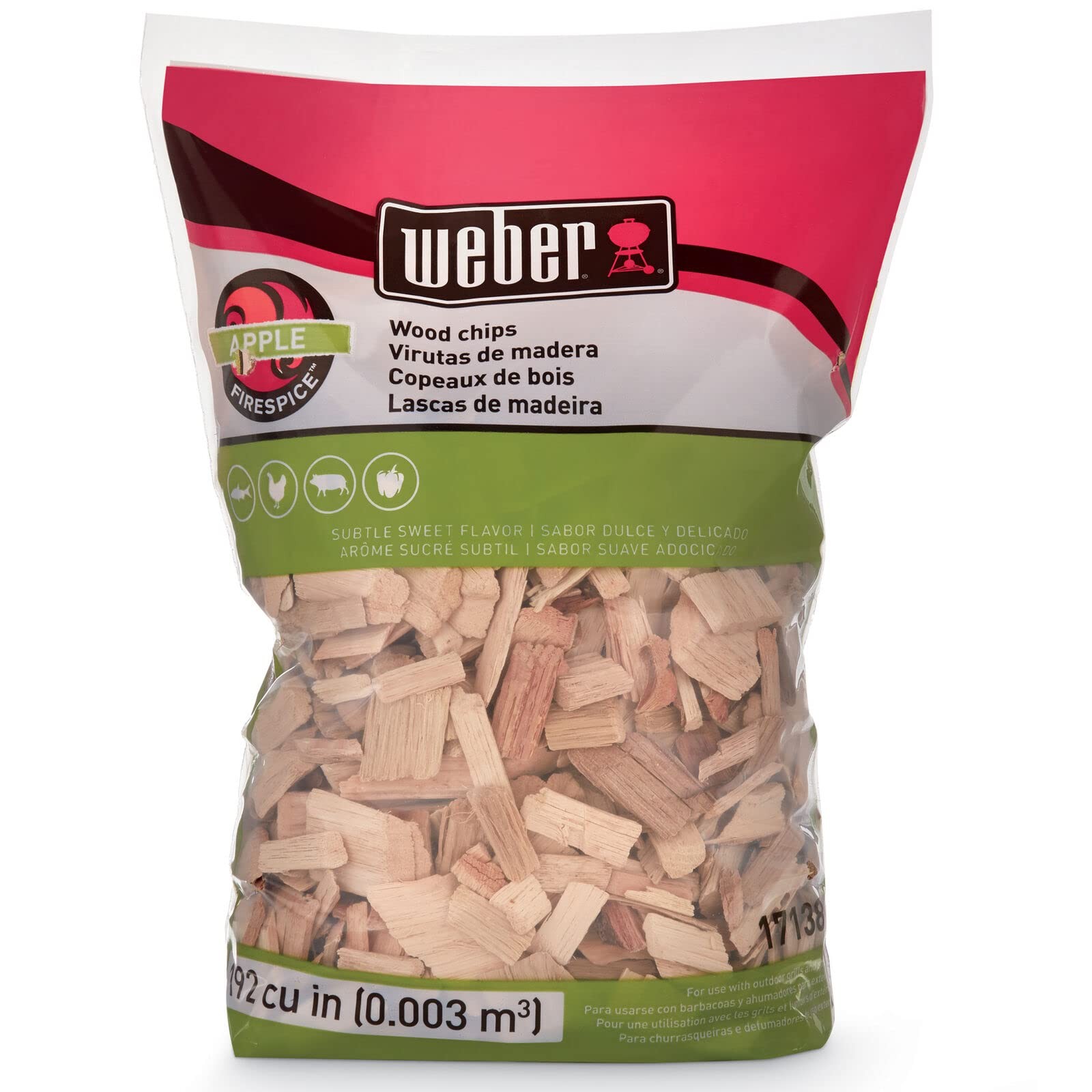 Weber Apple Wood Chips for Grilling and Smoking - 2 lb, Premium Quality