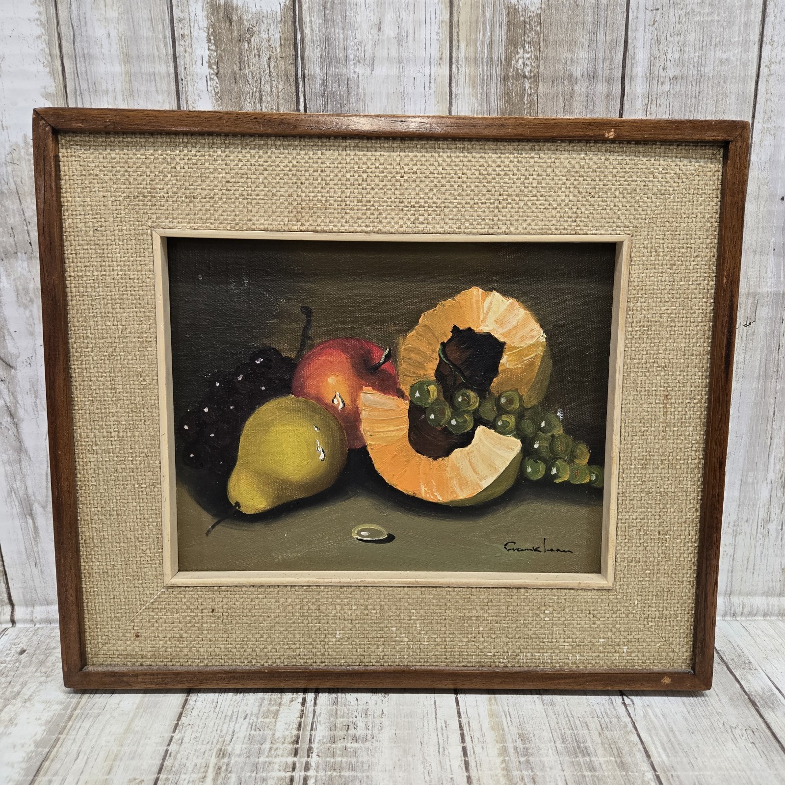 Vintage Original Oil Painting Still Life Realism Fruit Signed Framed 