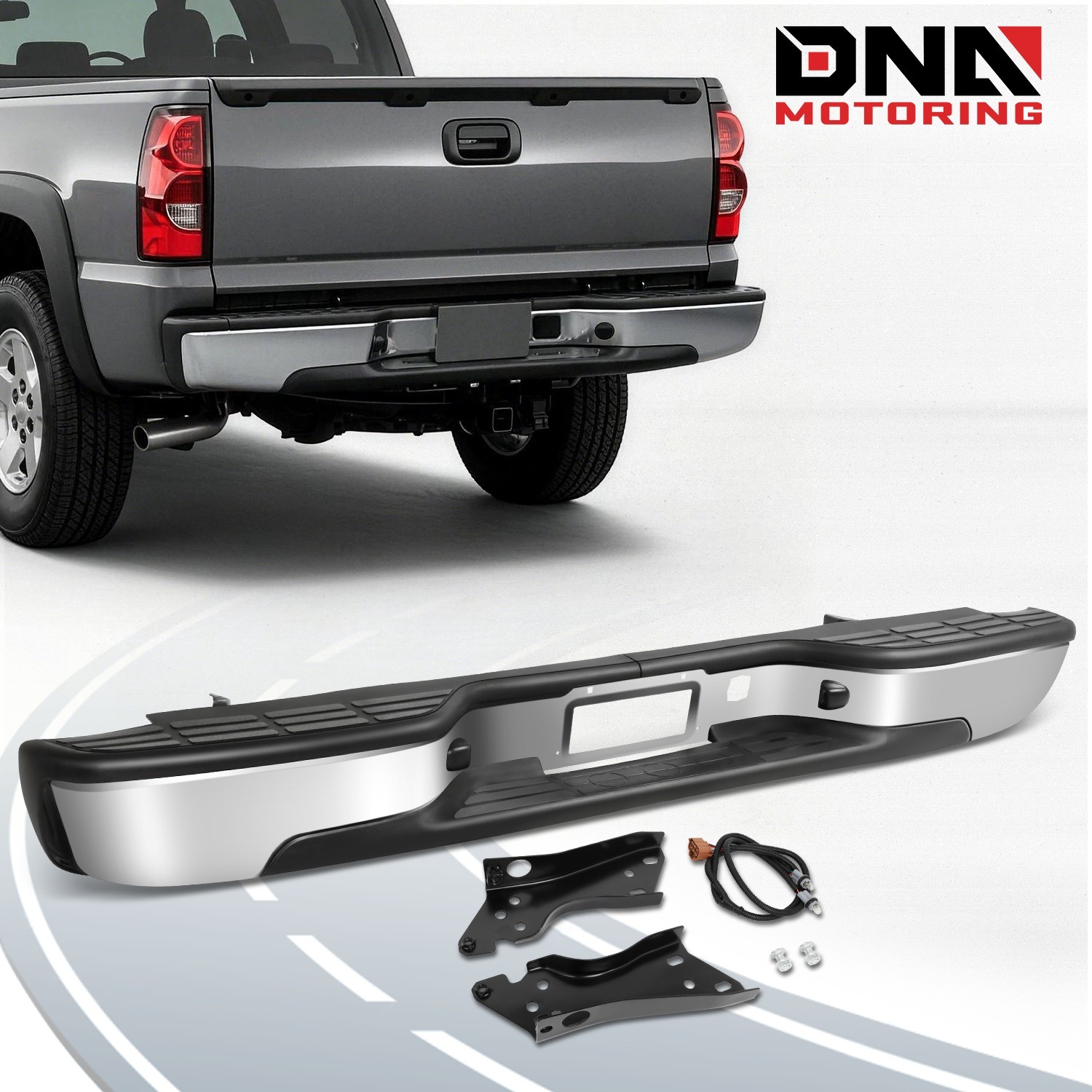 For 1999-2007 Chevy Silverado GMC Sierra 1500 2500 Complete Chrome Rear Bumper