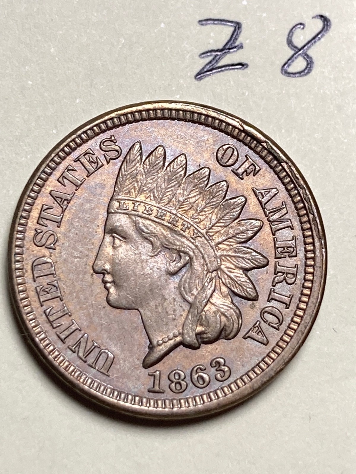 1863 Indian cent, coin #Z8 1863 Indian cent, coin #Z8
