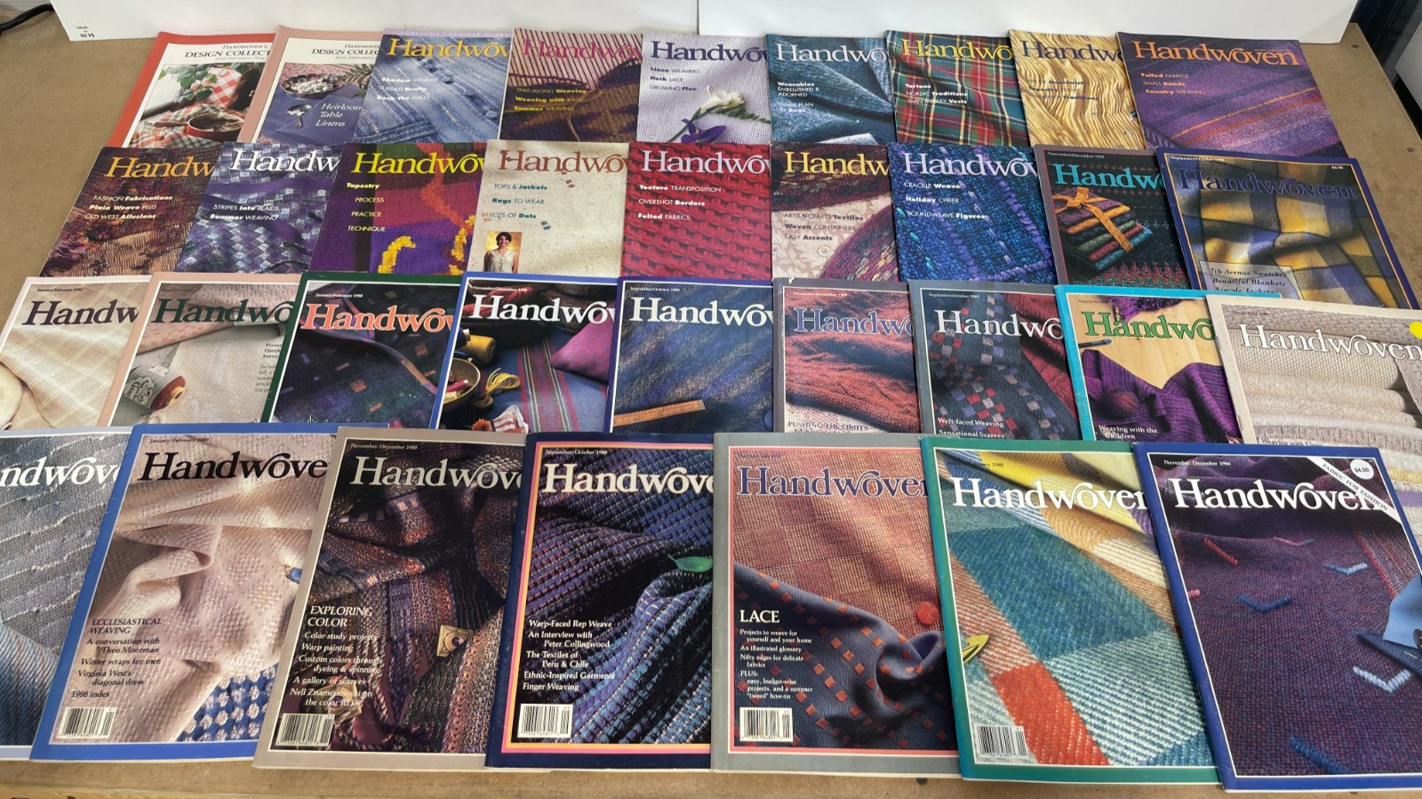 RARE Lot of 34 Vintage Handwoven Magazines 1986-1998 Interweave Weaving Patterns