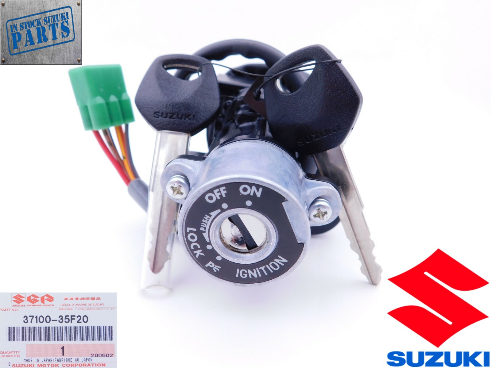 2000-2003 Suzuki GSX-R 600/750 Ignition Key Switch Assy 37100-35F20 2000-2003 Suzuki GSX-R 600/750 Ignition Key Switch Assy 37100-35F20