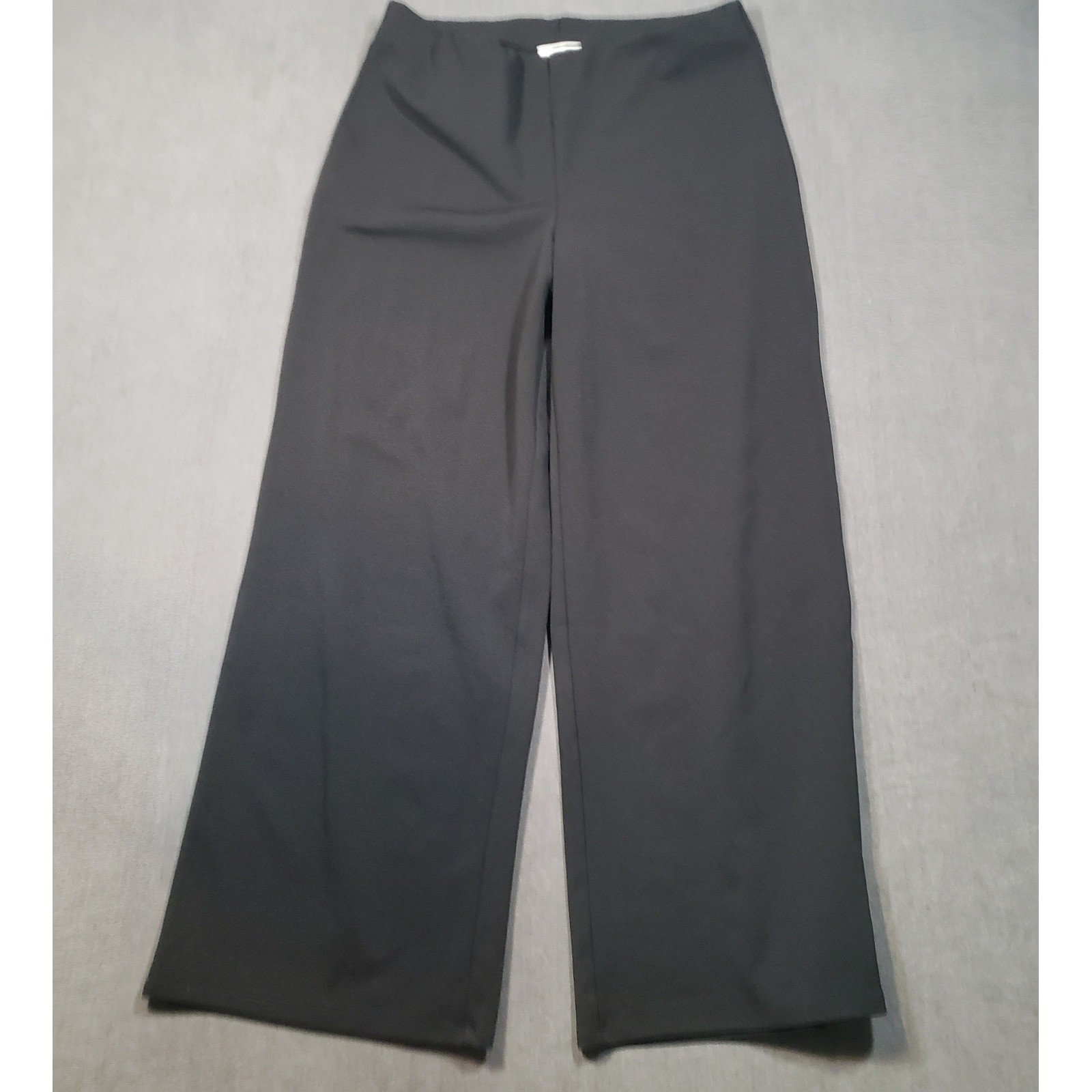 H&M Wide Leg Pants Womens Large Black High Waist Elastic Pull On Trousers