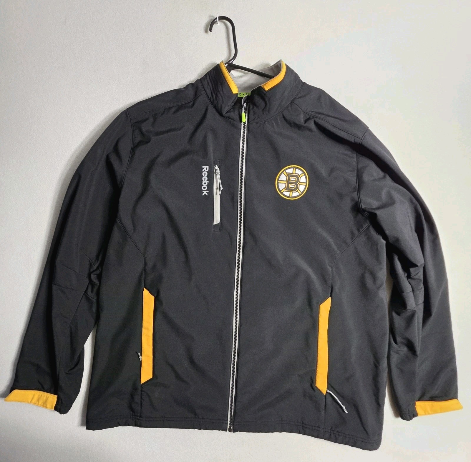 Reebok NHL Boston Bruins Center Ice Full Zip Jacket Men\'s 2XL Black Yellow