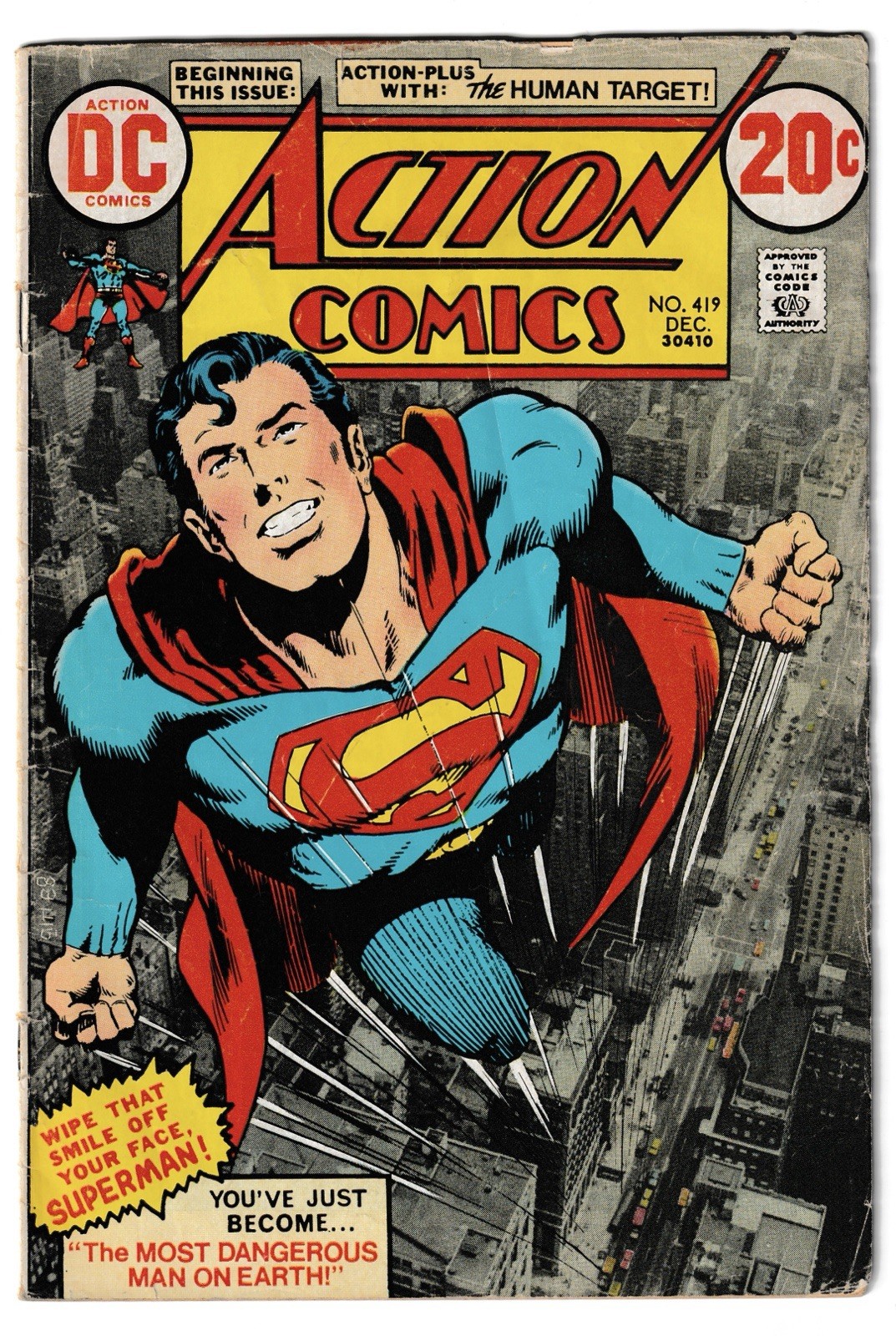 Action Comics #419, 1972 1st app. Human Target, Iconic Neal Adam’s Art, Dc Comic