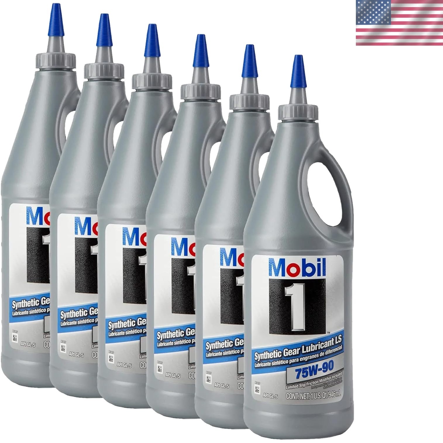 Mobil1 1043611 Full Synthetic Gear Lubricant, 75W-90 Quart 6 PK