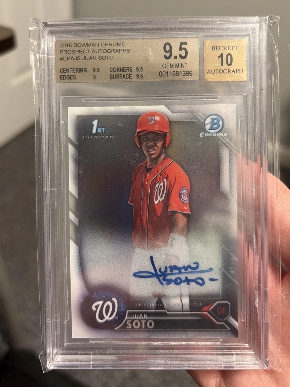 2016 Bowman Chrome JUAN SOTO 1st Bowman Auto BGS 9.5 10 GEM MINT METS ROOKIE RC