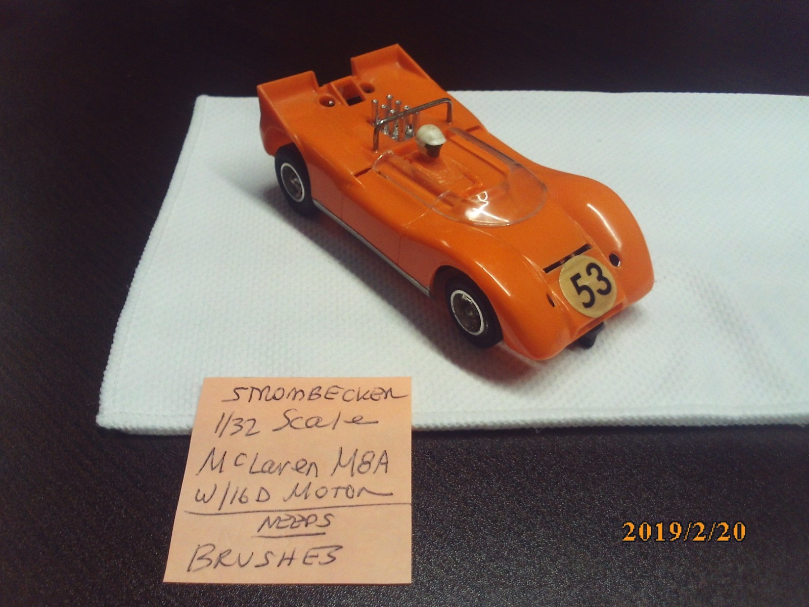 Used Vintage Strombecker 1/32 Scale Mclaren M8A Slot Car Orange (see pictures)