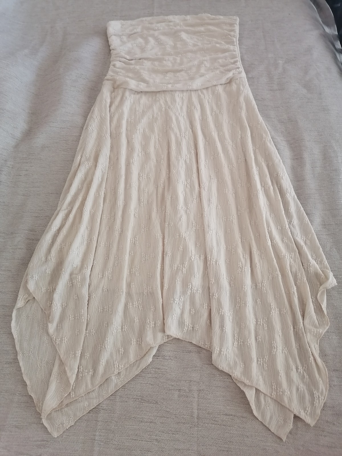 AllSaints White Strapless Asymmetric Midi Knit Dress Sleeveless Solid Size 2